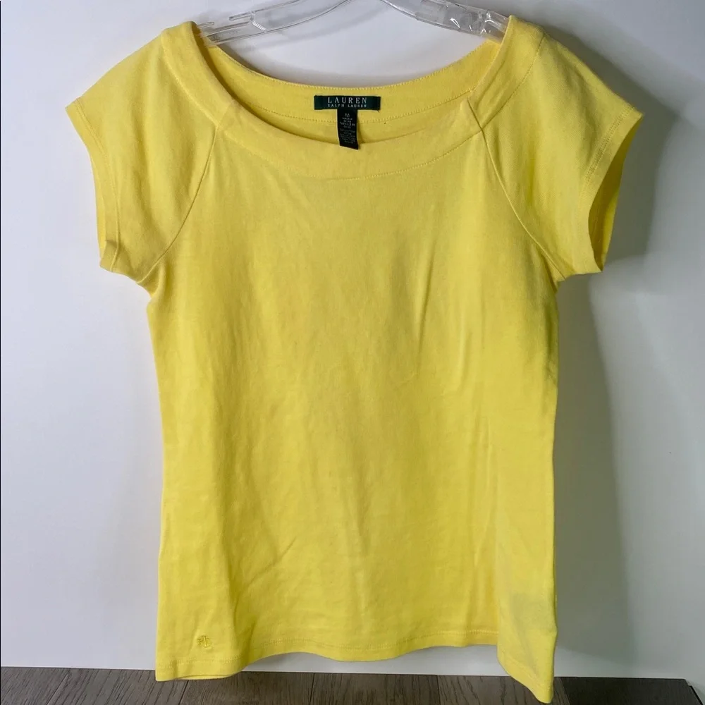 Lauren Ralph Lauren Soft Yellow Tee Womens Size Medium - 784 - Picture 1 of 5